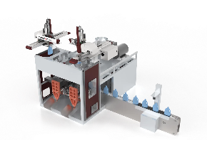 雙向機械手取出，產(chǎn)品置于前方