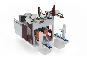 雙向機(jī)械手取出，產(chǎn)品置于側(cè)方