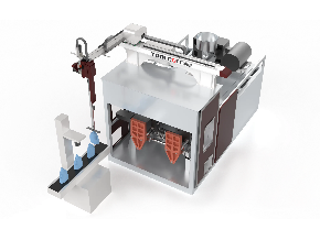 單向機(jī)械手取出，產(chǎn)品置于前方-吹塑取出機(jī)械手前面出